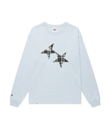 ツインスターチェックアップリケ長袖Tシャツ ブルー(CV2GSUT555A)