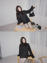 London black denim casual zip-up jacket