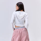 Logo Crop Hoodie White