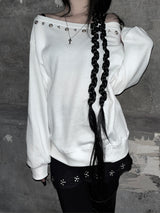 city eyelet off-shoulder mtm (fleece-lined / 4color)