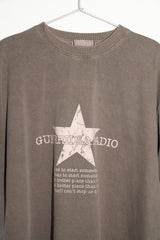 ウォッシュ加工スターオーバーサイズTシャツ (ブラウン)