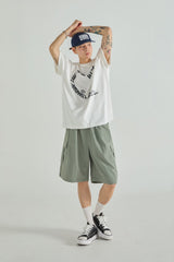 PATCH POINT NYLON CARGO HALF PANTS - KHAKI