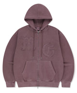 BIG GOTHIC CUT OFF PIGMENT ZIP-UP HOODIE