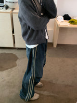 Track string denim pants