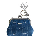 ミニリボンデニムフレームミニバッグ (handmade bag)