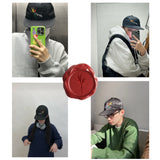 イエロー & レッドフラワー _サテンキャップ(ブラック)