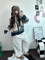 スノーフラワーハーフポロネックTニットジップアップ 🧸💙