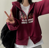 95 Lettering Two Way Hooded Zip-Up