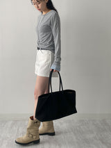 Boatneck Button Loose Fit T-shirt