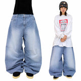 Wide Stripe Denim Balloon Pants