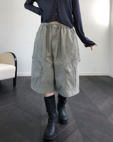 Roach Pigment Deep Dyeing Cargo Bermuda Shorts
