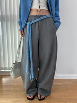 texture cotton sweat banding pants