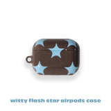 wittyフラッシュスターエアポッズケース (brown+skyblue)