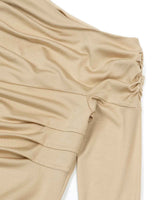 One Shoulder Draped Jersey Top _ BEIGE