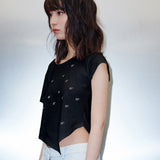 T10.00 アンバランスプリント半袖Tシャツ
