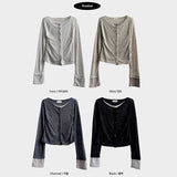Sharo Layered Slim Fit Button Long Sleeve Cardigan