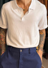 Summer Cool Plain Collar Short Sleeve Overfit Knit 8COLOR