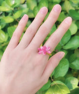 pink flower beaded ring