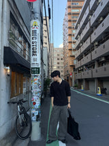 ワッフル ヘンリーネック ロングスリーブ Tシャツ