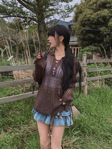 ボヘミアンサマーアイレットパンチングニット