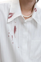 Striped Satin Lipstick Print Shirt