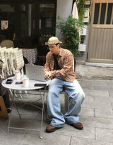 No.1466 カッティングチェッククロップシャツ