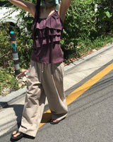 プッキーストライプバンディドワイドロングパンツ