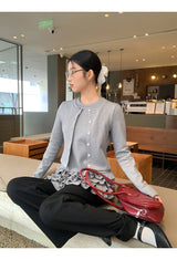 Gray Under Frill Layered Cardigan Top