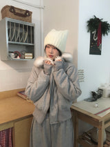 Fur zip-up set