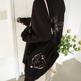 Deli rabbit string bag (black_pink)