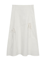 Work White Ribbon Long Skirt