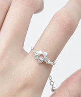 silver flower chain ring