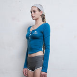 Skull Button Top [Cobalt Blue]