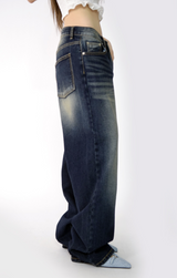 (UNISEX)フォールブルーデニムパンツ