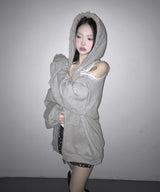 lace off hood zip-up (2colors)