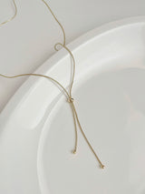 [2 color] ribbon slide snake rope necklace