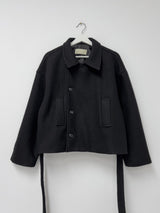 [wool70%] バーネットウールベルテッドショートコート