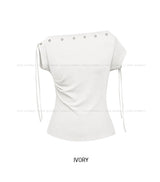 Rohe Eyelet Strap Unbalance Shoulder Tee