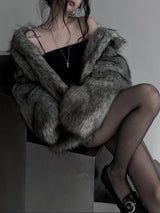 dual shade faux fur jacket (2color)