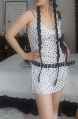 SATIN DOT LACE BUSTIER MINI DRESS (WHITE, BLACK 2COLORS!)