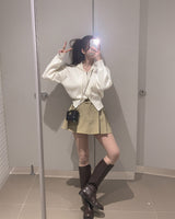 Hooded knit zip-up