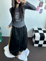 フリース❤トラックビッグポケットロングワイドバルーンパンツ 🖤🩶💛4カラー
