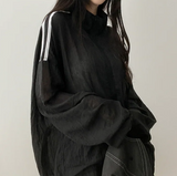 Shelly Gauze Two-Line High-Neck Zip-Up Jumper