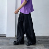 Draped Black Wide Trousers