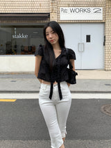 [MADE] Shimiz Dotted Puff Blouse