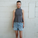ポルカクレープスリーブレストップ gray