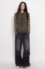 Two-piece faux skinny flared jeans skirt and pants