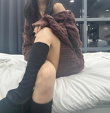 (KNIT DRESS + ZIP-UP) ソフトルーズフィット2WAYケーブルフードニット - 2 COLOR