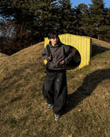 Urban crop high-neck fleece hoodie