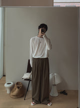 Kiku Ice Linen Two-Tuck Slacks
